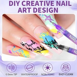 12 Colors Nail Art Pens Set,2026 New Nail Art Markers for Gel Nails,Nail Art Markers Polish Pen for 3D Nail Art,Nail Art Nail DIY Decoration for Kids (A-1 Set)