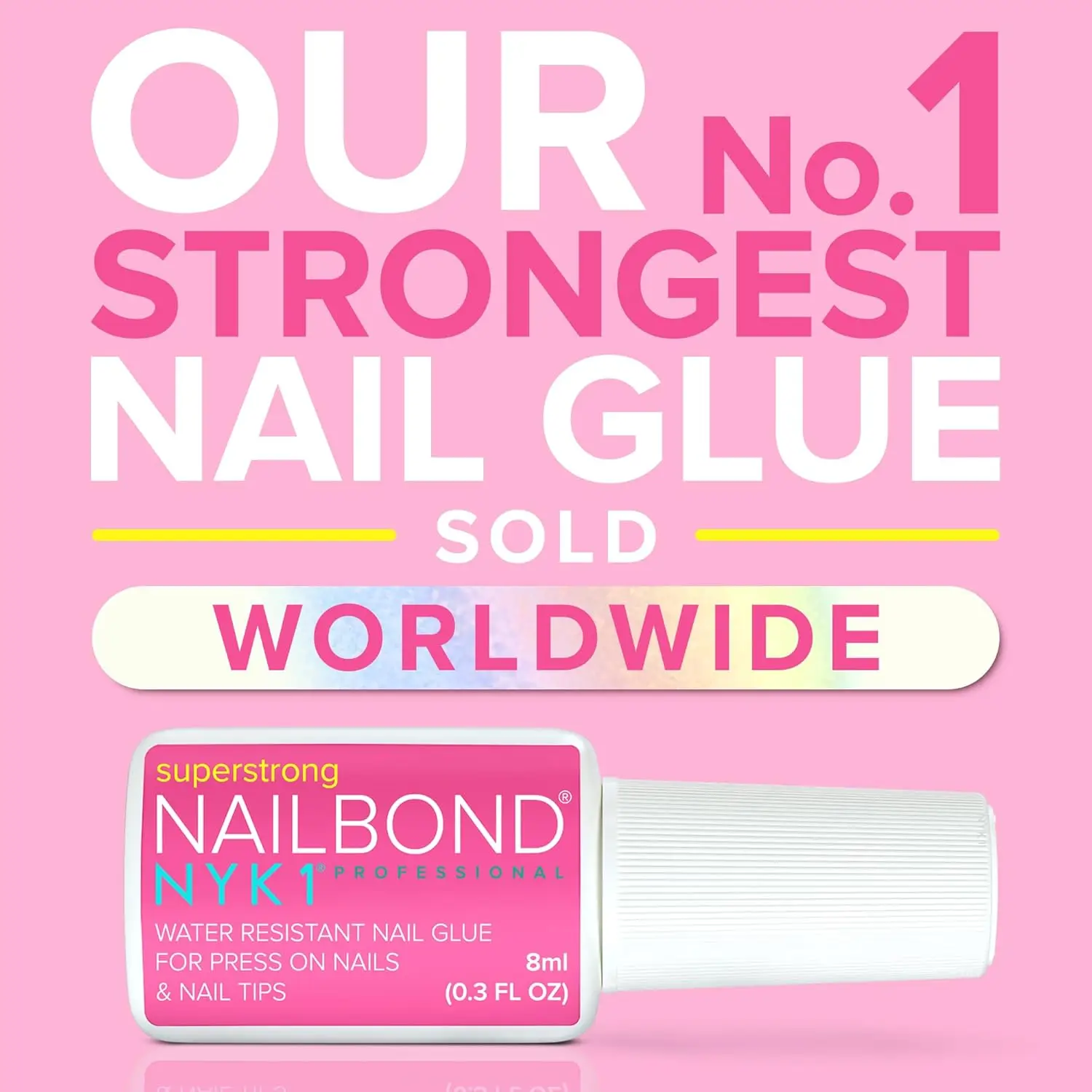 Super Strong Nail Glue for Press On Nails, Nail Tips & Acrylic Nails (8ml) NYK1 NailBond Brush On Glue for Press Ons, Tips & Acrylics - Long Lasting, Maximum Strength, Mess-Free Application - Image 9