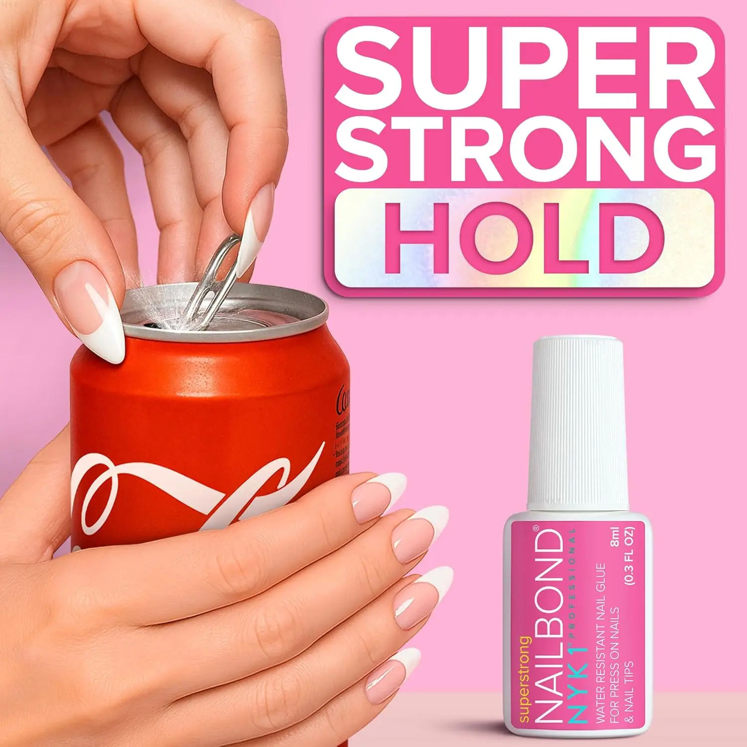 Super Strong Nail Glue for Press On Nails, Nail Tips & Acrylic Nails (8ml) NYK1 NailBond Brush On Glue for Press Ons, Tips & Acrylics - Long Lasting, Maximum Strength, Mess-Free Application - Image 7
