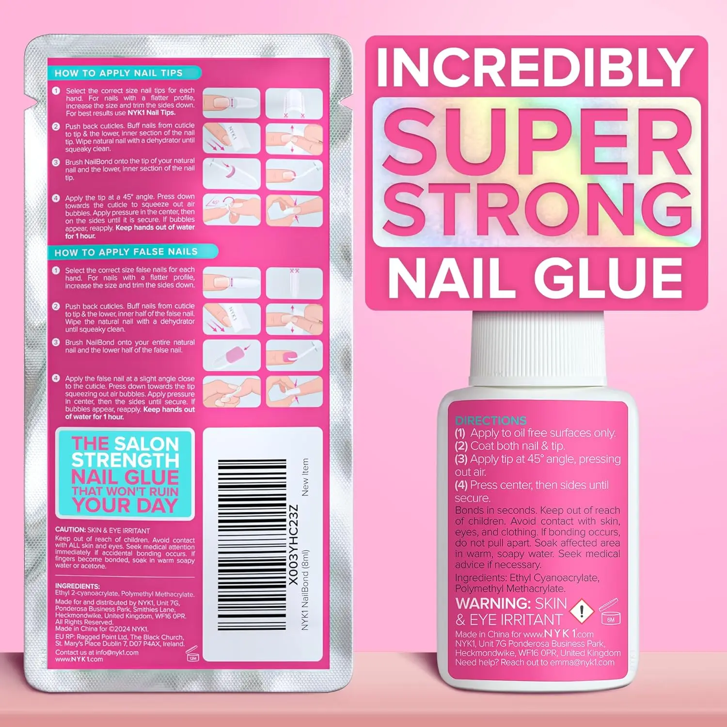 Super Strong Nail Glue for Press On Nails, Nail Tips & Acrylic Nails (8ml) NYK1 NailBond Brush On Glue for Press Ons, Tips & Acrylics - Long Lasting, Maximum Strength, Mess-Free Application - Image 5