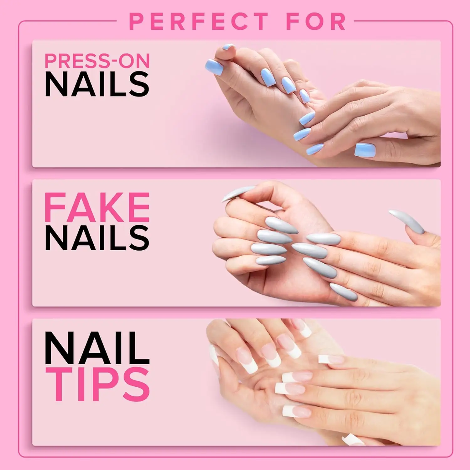 Super Strong Nail Glue for Press On Nails, Nail Tips & Acrylic Nails (8ml) NYK1 NailBond Brush On Glue for Press Ons, Tips & Acrylics - Long Lasting, Maximum Strength, Mess-Free Application - Image 3